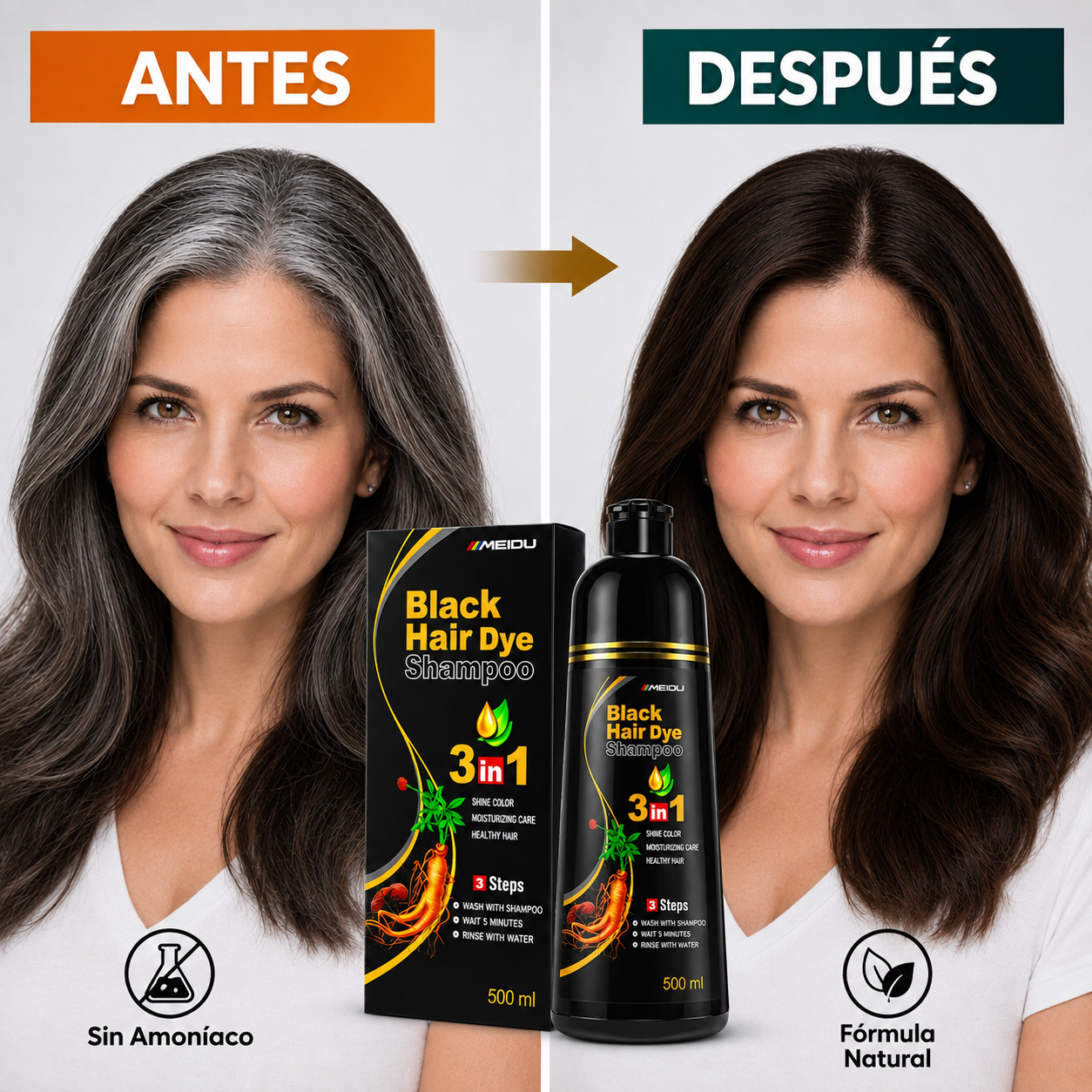 REJUVENECE TU CABELLO AL INSTANTE | SHAMPOO CUBRE CANAS